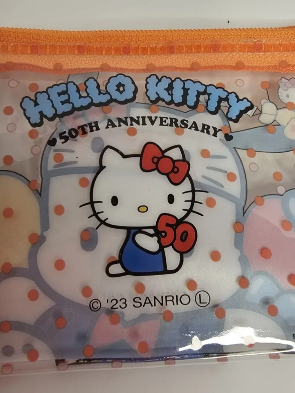 Hello Kitty 50th Anniversary Clear Flat Pouch 5x3